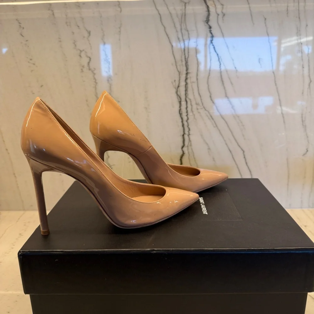 SAINT LAURENT / YSL PATENT LEATHER NUDE PUMP 105MM SIZE 35/5 - Picture 5 of 7